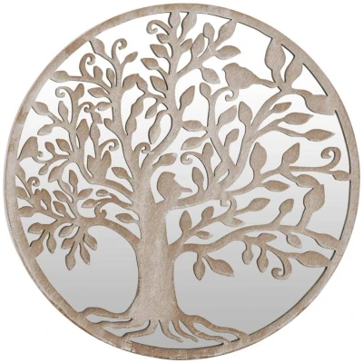 Image of vidaXL Garden Mirror Sand 40x2.5 cm Iron Round for Outdoor Use