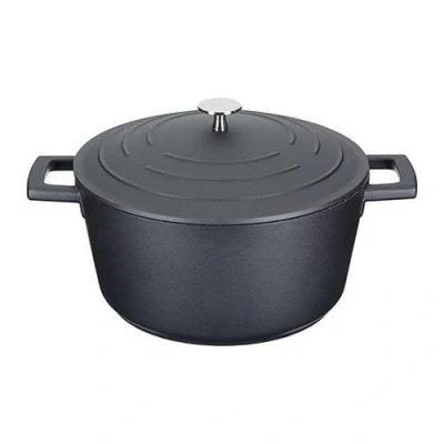 Image of MasterClass Casserole Dish With Lid, Medium 4L/24 cm, Lightweight Cast Aluminium, Induction Hob And Oven Safe, Black