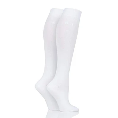 Image of 2 Pair White Plain Bamboo Knee Highs Ladies 4 8 Elle