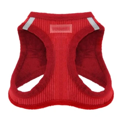 Image of Voyager Step in Plush Dog Harness Soft Plush, Vest for Small and Medium Dogs by Best Pet Supplies Red Corduroy, M (Chest: 16 18&quot;)