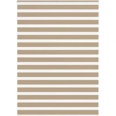 Image of vidaXL Zebra Blind Sand Brown 165x230 cm Fabric Width 160.9 Polyester