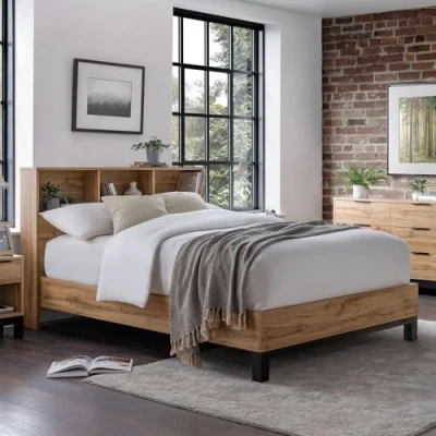 Image of Julian Bowen Bali Bookcase Headboard Bed 135Cm