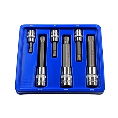 Image of US PRO 6pc 3/8 &amp; 1/2&quot; dr Triple Square Spline Bit Socket Set 3228