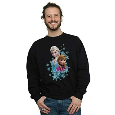 Image of Disney Men&#039;s Frozen Elsa and Anna Sisters Sweatshirt Black Small