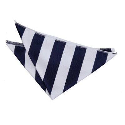 Image of DQT Men Blue Solid Plain Stripe Floral Paisley Polka Dot Pocket Square Navy &amp; White