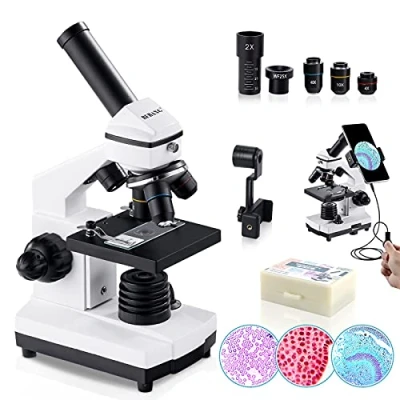 Image of BEBANG 100X 2000X Microscope for Kids Adults, with Slides Kit, Professional Biological Students School Laboratory