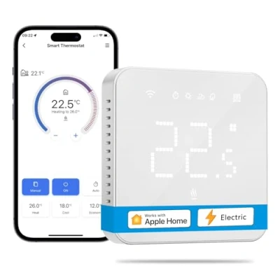 Image of Meross Smart Thermostat, for Electric Underfloor Heating, with Timer, Programmable and Multi room Control, Hubless, Voice/Remote Compatible Apple HomeKit, Amazon Alexa, Google Assistant