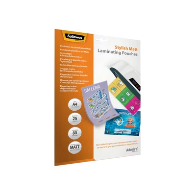 Image of Fellowes A4 Laminating Pouches Matt Finish 25 Sheets 160 Micron (2 x 80 Micron) High Quality Makes Content Easier to Read