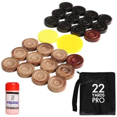 Image of Large Carrom 32 X Board Coins Striker &amp; Powder Set Family Game UK (Carrom Only)