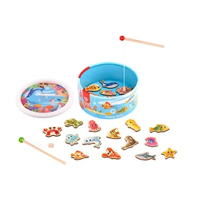 Image of AB Gee abgee 921 TL095 Jeu de peche en bois poissons EA Wooden Fishing Game, Multicolored