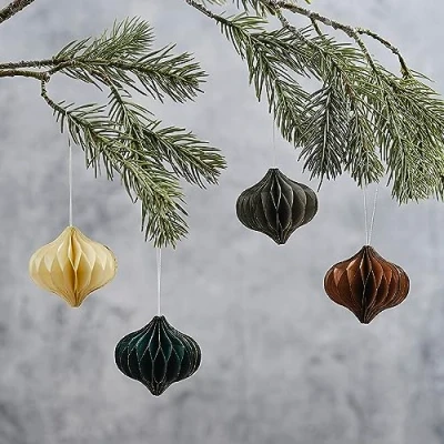 Image of Ginger Ray 3D Paper Honeycomb Hanging Christmas Tree Decorations 4 Pack