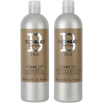 Image of Bed Head For Men by TIGI Clean Up Shampoo and Conditioner Set Moisturising Smoothing Daily Haircare Healthy Hair Scalp Ideal Normal 2x750ml