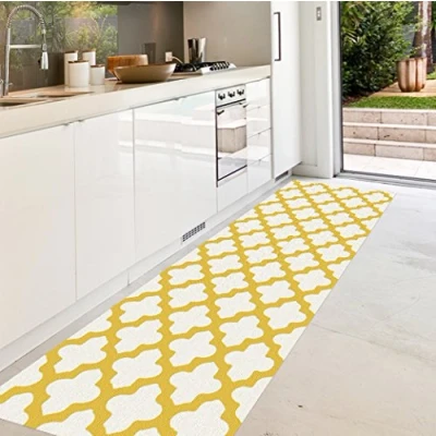 Image of Viniliko Carpet Celosia, Vinyl, Yellow and White, 66 x 150 3 cm