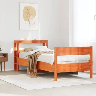 Image of vidaXL Bed Frame without Mattress Wax Brown 90x190 cm Single Solid Wood Pine