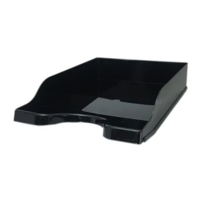 Image of Deflecto A4 Self Stacking Antimicrobial Letter Tray in Classic Black Organiser Paper Holder storages Desk Trays CP130STBLK