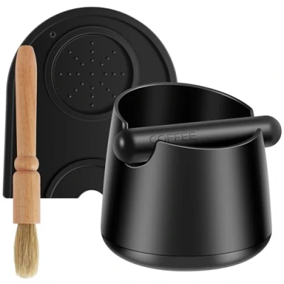 Image of Guniata Coffee Knock Box,Espresso Box Rubber,Coffee Grounds Container, Espresso Bin with Removable Metal Bar &amp; Non Slip Base, Machine Accessories