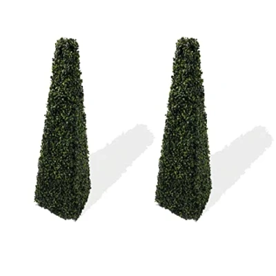 Image of Best Artificial 3ft Pyramid Obelisk Boxwood Topiary Trees UV Protected (2)