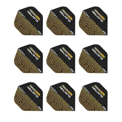 Image of RED DRAGON Jonny Clayton Hardcore Premium Gold &amp; Black Dart Flights 3 Sets Per Pack (9 in total)