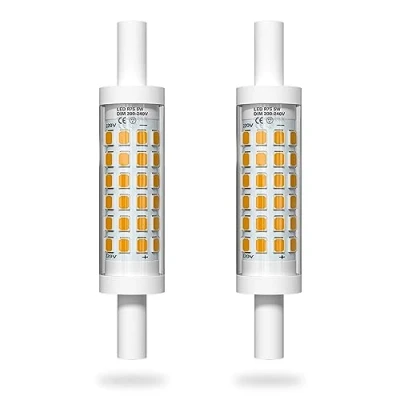 Image of Bonlux R7s 78mm Linear LED Bulb 5W Dimmable,Warm White 3000K Slim 40W Halogen Replacement Floodlight Bulbs J78 Double Ended Floodlight, 500Lm (2 Pack)