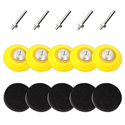 Image of LEONTOOL 5 PCS Hook and Loop Sanding Pad 2 Inch for Discs with Shank Drill Attachment Pads Soft Foam Layer Buffering