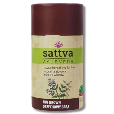 Image of Sattva Natural Nut Brown Hair Color Henna for Allergies Organic Plant Based Dye Color, Volume and Shine Double Portion ECOCERT (Nut Brown)