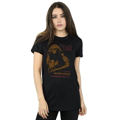 Image of Absolute Cult Janis Joplin Women&#039;s Madison Square Garden Boyfriend Fit T Shirt Large Black