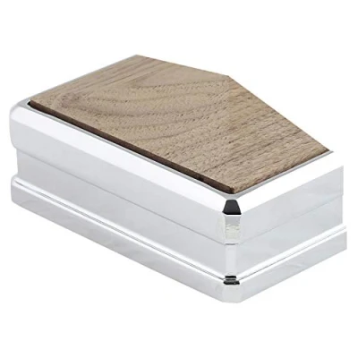 Image of Solution Half Newel Cap rebated to fit a 90mm Post in Walnut &amp; Chrome