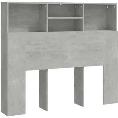 Image of vidaXL Headboard Cabinet with Storage Engineered Wood, Grey Spacious Compartments Bedroom Furniture Easy Assembly 120x19x103.5 cm