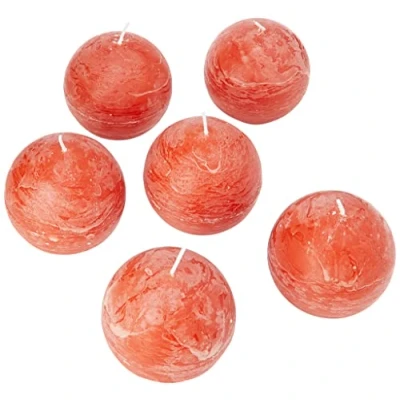 Image of Spaas 6 Rustic Unscented Ball Candles 80 mm, 24 Hours, Ginger Orange