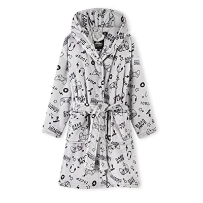 Image of CityComfort Boys Dressing Gown, Gaming Fleece Gown For Kids 7 14 Years (Grey, 7_years)