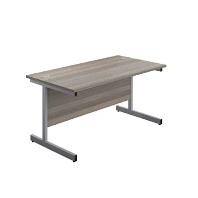 Image of Tc 1600 x 800 Single Upright Rectangular Desk Grey Oak Silver