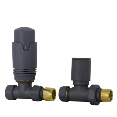 Image of WarmeHaus 15mm Designer Straight Thermostatic and Manual Heating Radiator Towel Rail Valves
