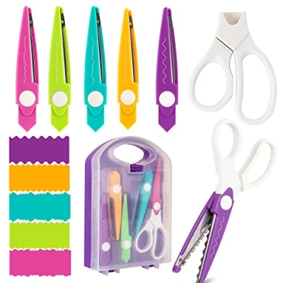 Image of 6Pcs/Set Craft Scissors Decorative Paper Edge with Storage Box Set, 5 Kinds Zig Zag Edges Great for DIY Projects Card,Photo, Scrapbook,Office School Home Manual