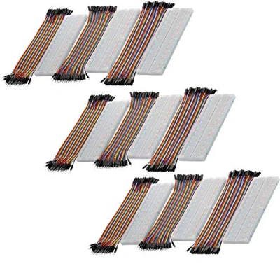 Image of AZDelivery 3 x MB 102 Breadboard Kit (Set of 3) 830 Tie Point Solderless Prototype PCB Board + Jumper Wires M2M/F2M/F2F(40 PCS each) compatible with Arduino including E Book!