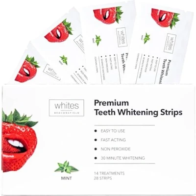 Image of Whites Beaconsfield Teeth Whitening Strips Advanced Non Peroxide Formula, 14 Day Supply for Enhanced Brightness, Enamel Safe, Gentle on Sensitive Teeth, Quick &amp; Visible Results