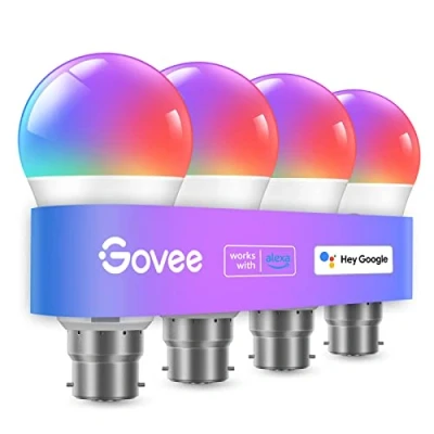 Image of Govee RGBWW Smart Light Bulbs, WiFi LED Bulb B22 with Music Sync, 800LM, 54 Dynamic Scenes, 16 Million DIY Bulbs Work Alexa &amp; Google Assistant, 4 Packs