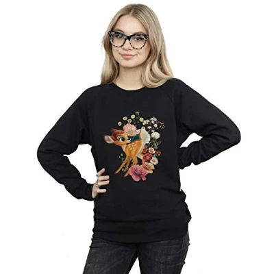 Image of Disney Women&#039;s Bambi Meadow Sweatshirt Black Large