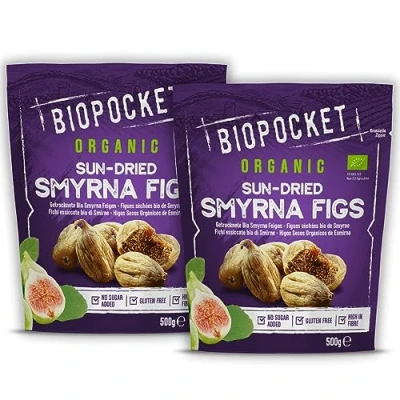 Image of Biopocket Organic Dried Smyrna Figs, 2 x 500 g