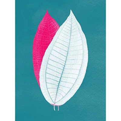 Image of Wee Blue Coo Bright Coloured Leaf Teal Art Print Poster Wall Decor