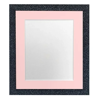 Image of FRAMES BY POST Glitz Charcoal Picture Photo Frame with Pink Mount 30 x 20 Plastic Glass, Inch Image Size A2