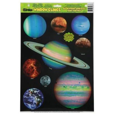 Image of Eureka Planets Vinyl Window Clings Classroom Decorations, 12&#039;&#039; W x 17&#039;&#039; H