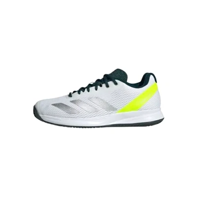 Image of adidas Courtflash Speed 2 Mens Tennis Shoes, Cloud White/Silver Metallic/Lucid Lemon, 12 UK