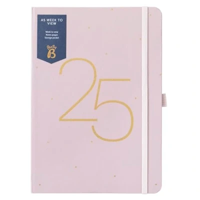 Image of Busy B A5 Weekly Planner Diary 2025 Compact for Students, Teachers, Work &amp; More With a Week to View Layout, Notes Pages, Storage Pocket Elastic Closure Band Pink Jan Dec