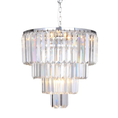 Image of Amedeo Pendant Ceiling Light, Chrome, Glass, 5x E14