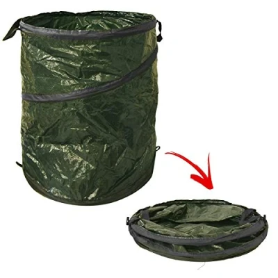 Image of Large Heavy Duty Pop Up Garden Bin Waste Rubbish Leaves Sack Bag Strong Handles for Gardening