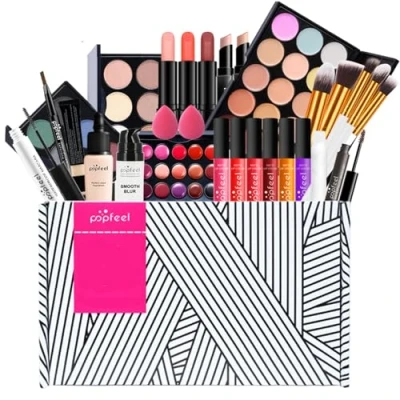 Image of FantasyDay All in one Makeup Set Gift Surprise Full Kit for Women Cosmetic Essential Starter Bundle Include Eyeshadow Palette Lipstick Blush Foundation Concealer Face Powder Lipgloss Brush