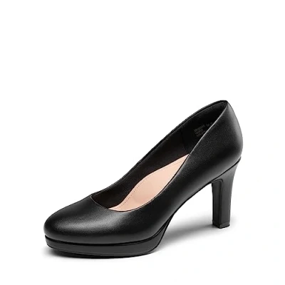 Image of DREAM PAIRS Women&#039;s Close Toe Low Heels Platform Pump Comfortable Office Work Dress Shoes for Women,Size 6,Black PU,SDPU2365W