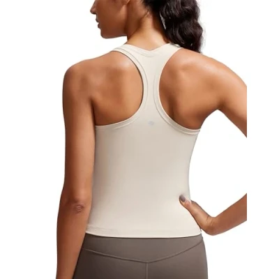 Image of CRZ Yoga Butterluxe Racerback Gym Vest Top for Women Sleeveless Sport Tank Tops Summer Fitness Shirts Comfort Camisole Mojave Tan 16