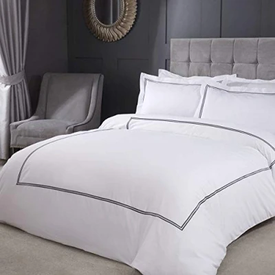 Image of Emma Barclay Mayfair Embroidered Duvet Set with Oxford Pillowcase in Graphite Super King Bed