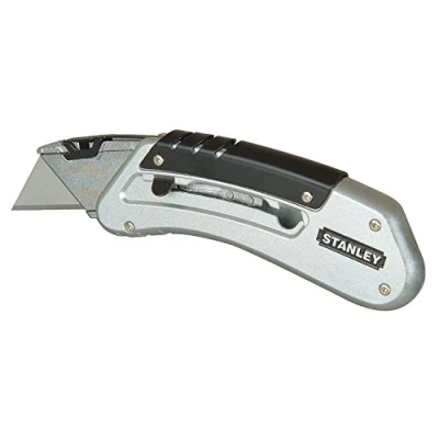 Image of Stanley Quickslide Pocket Knife All metal with Belt Clip Ref 0 10 810, Silver/ Black